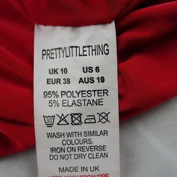 Pretty Little Thing Red Slinky Ruched Mini Dress Size 6 - Picture 6 of 9